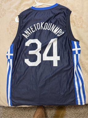 Greece Basketball Jersey #34 Men’s Large Blue- Giannis